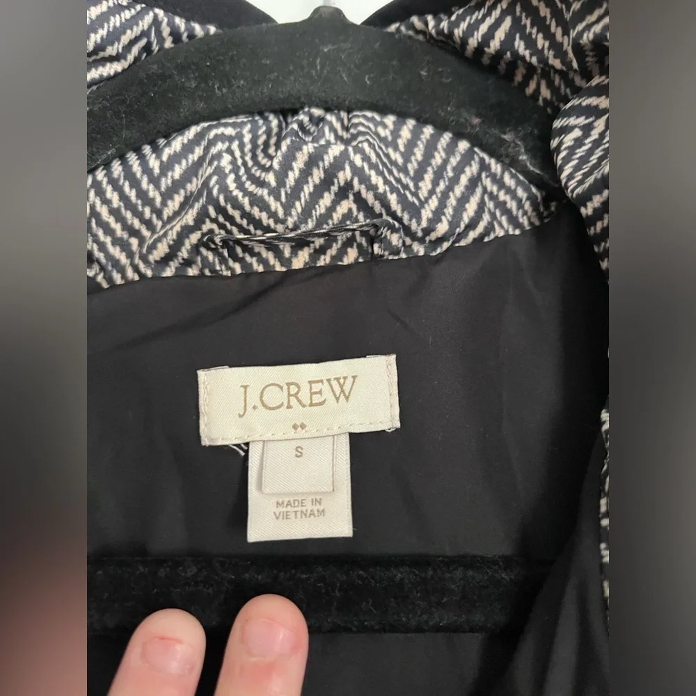 J. Crew Herringbone Zebra Print Down Puffer Vest size Small